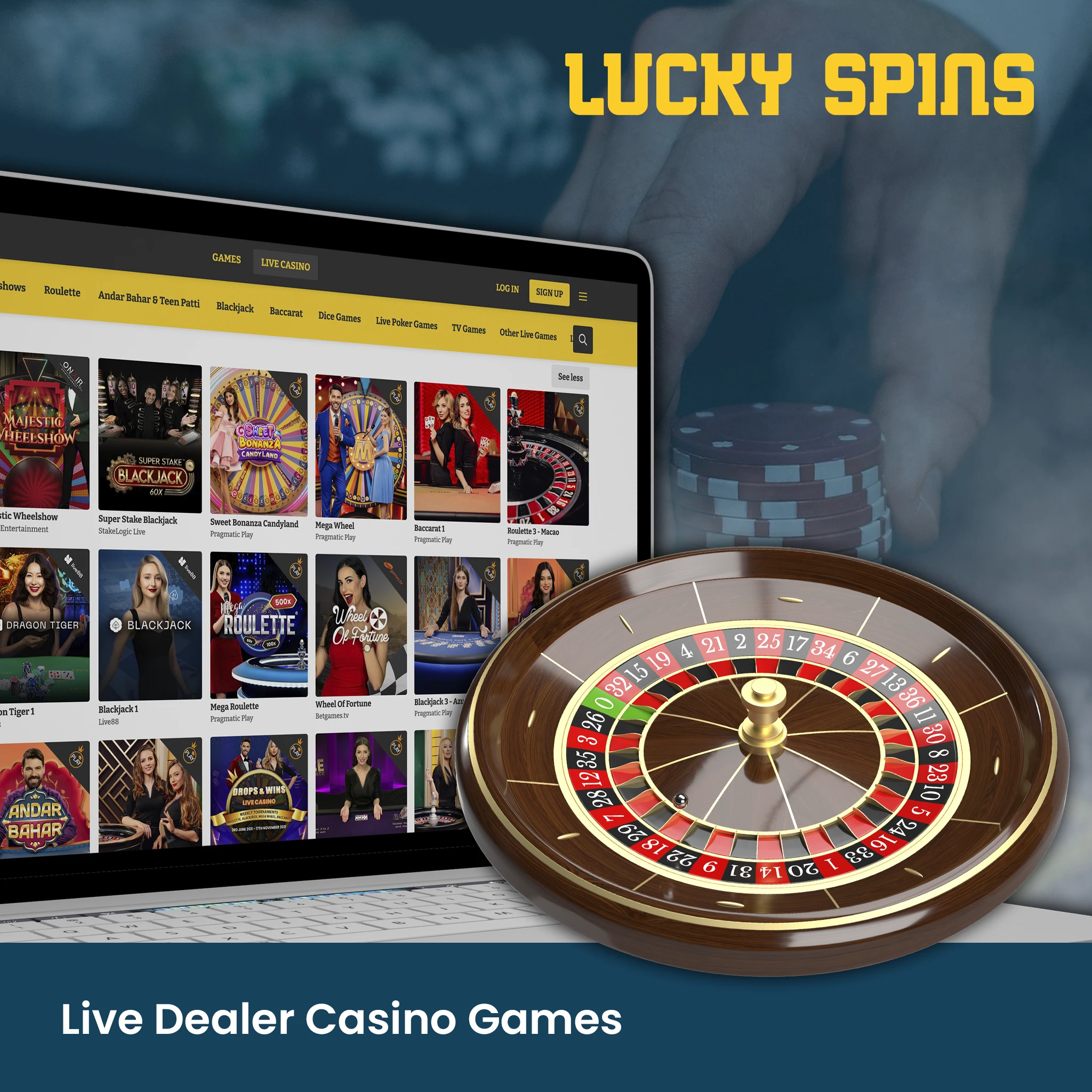 Live Dealer Casino Games at Lucky Spins.