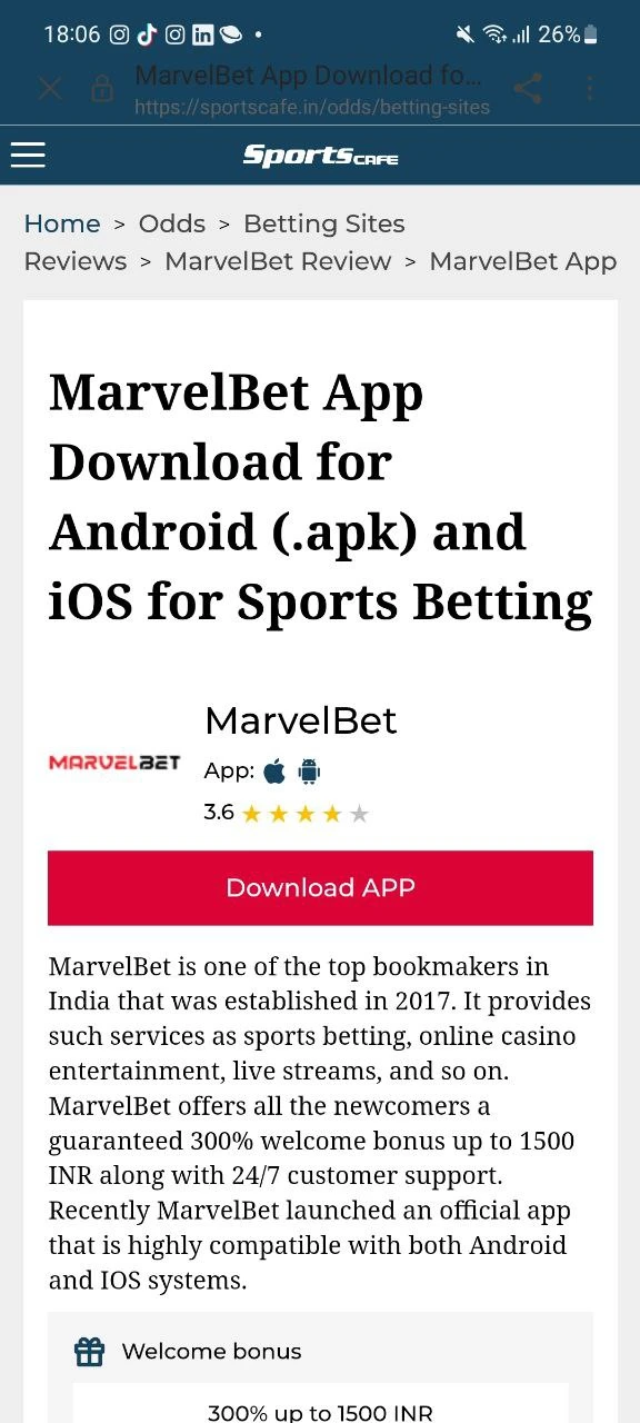 Open the official website of MarvelBet.