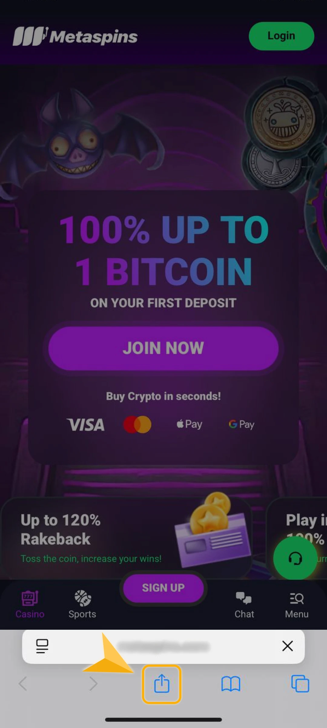 Find and tap the "Share" button at the bottom of the screen.