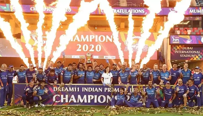 Mumbai Indians winning their fifth IPL title in 2020.