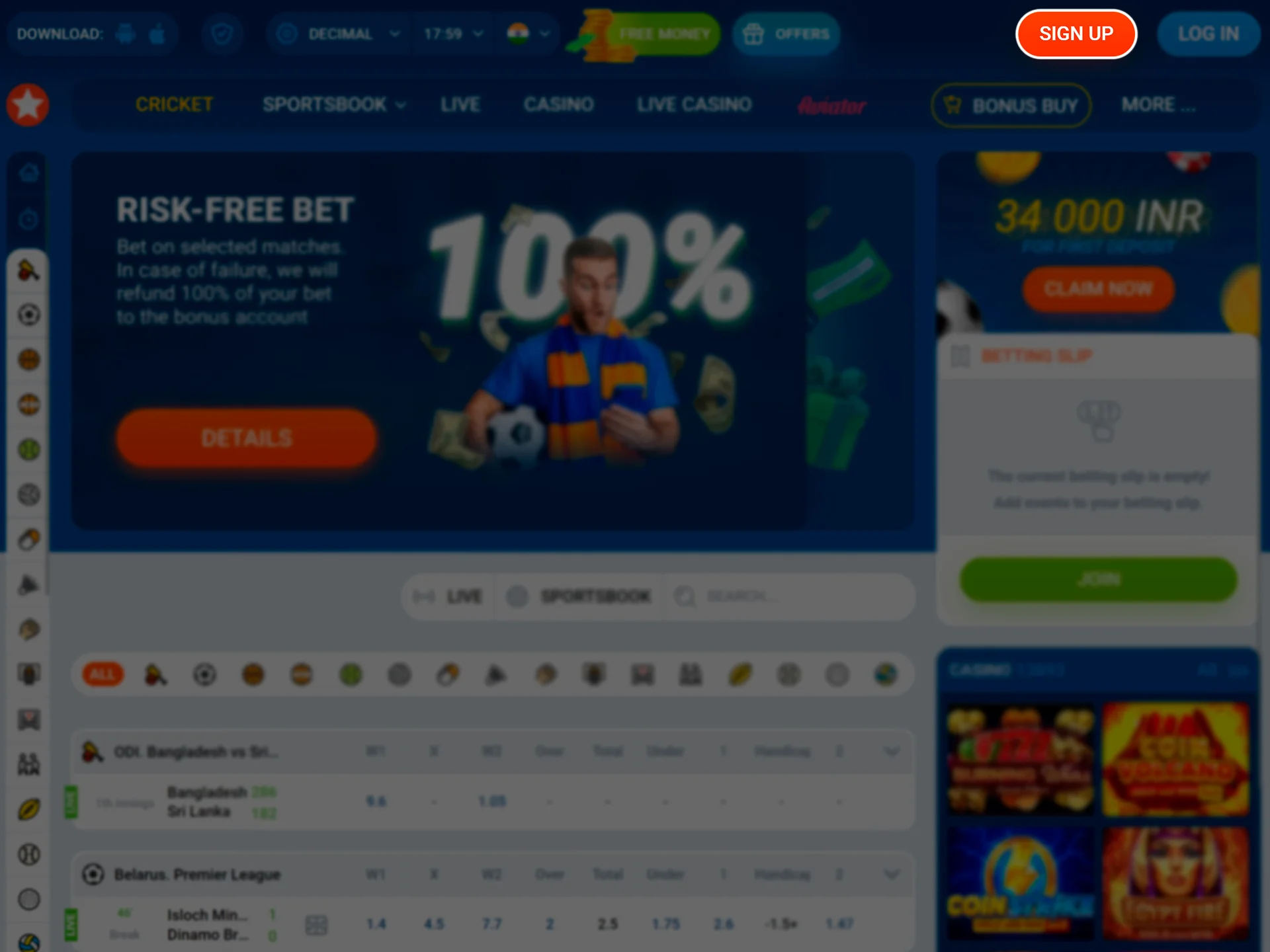 Click on the sign up button to start the process of creating an account at MostBet.