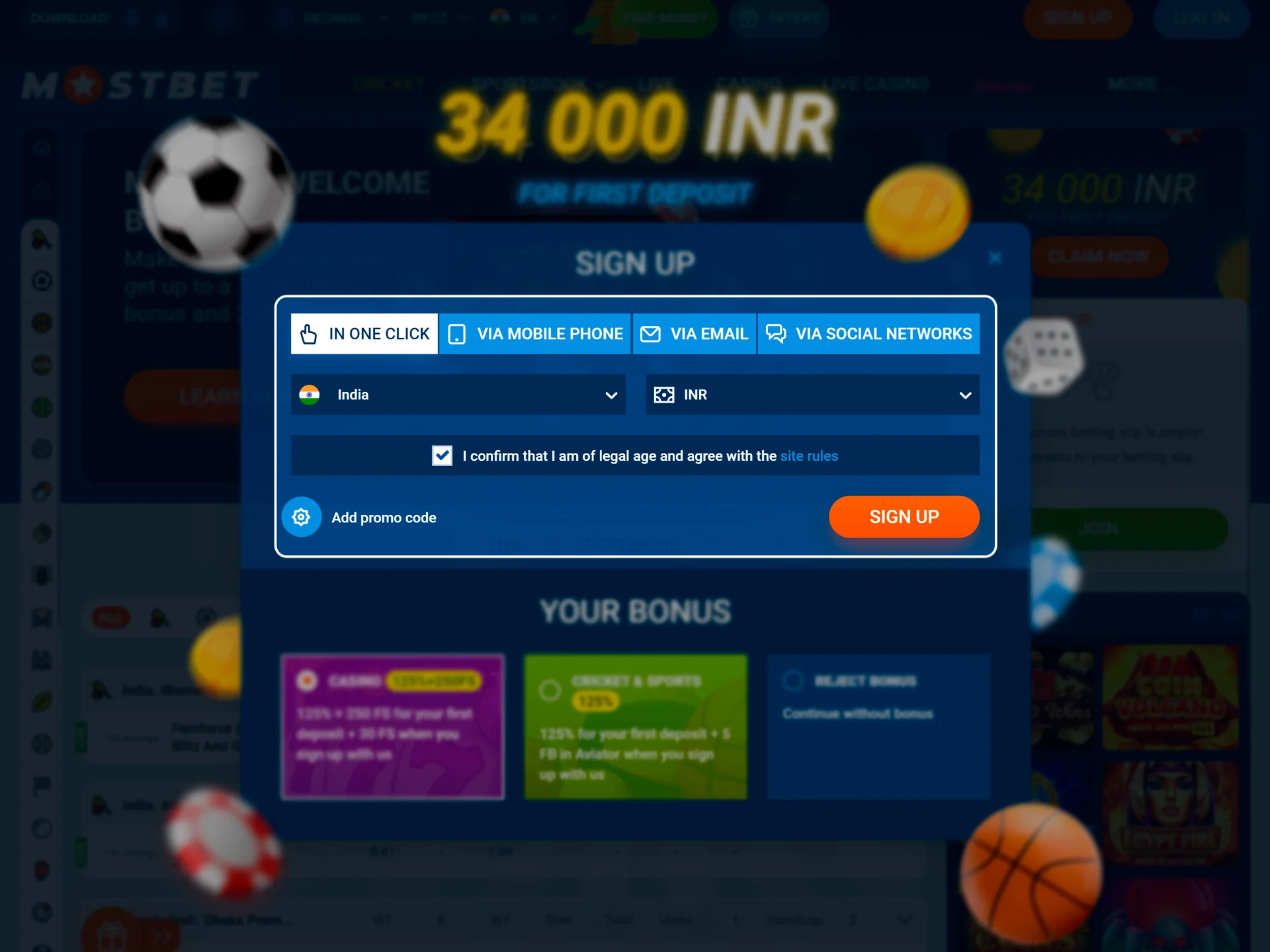 Create an account on the official MostBet website.