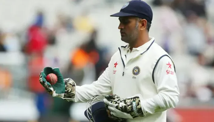 MS Dhoni in the Indian Test team Jersey.