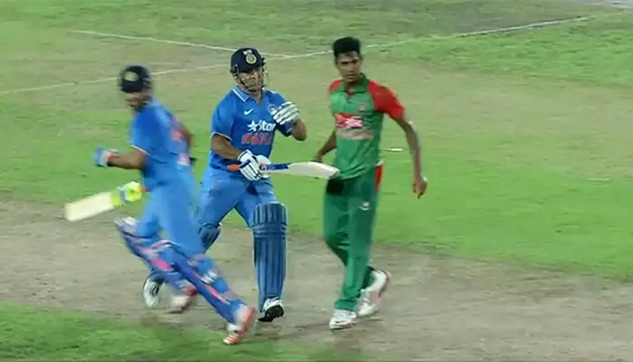 Mustafizur Rahman and MS Dhoni collide in a high-stakes India vs Bangladesh match.