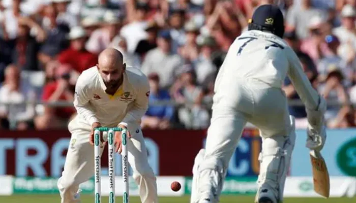 Nathan Lyon fumbled the ball while getting Jack Leach run out.