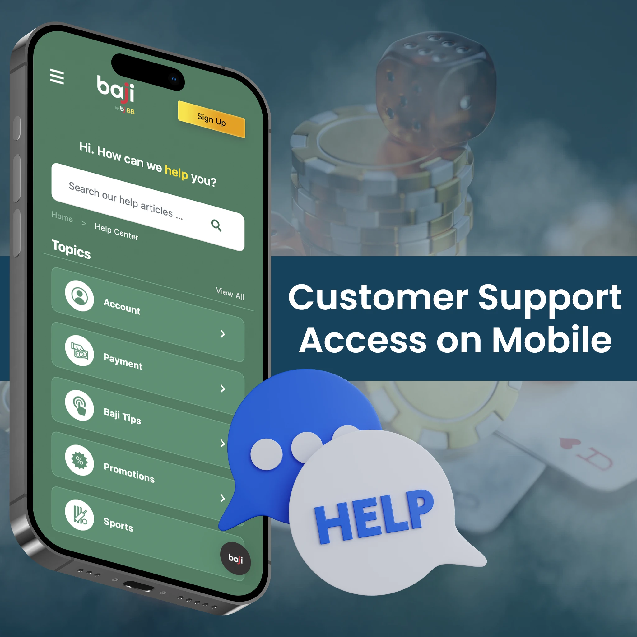 Customer Support Access on Mobile.