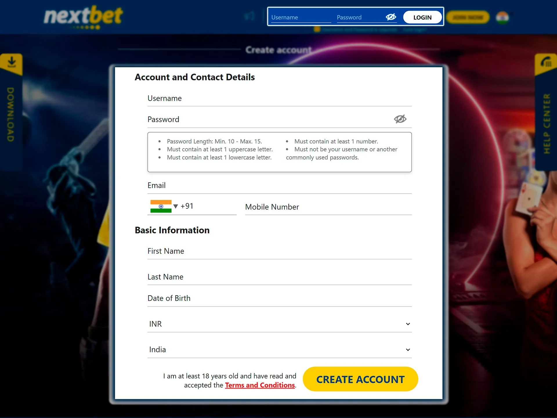 Go to the official Nextbet website and log in to your profile.