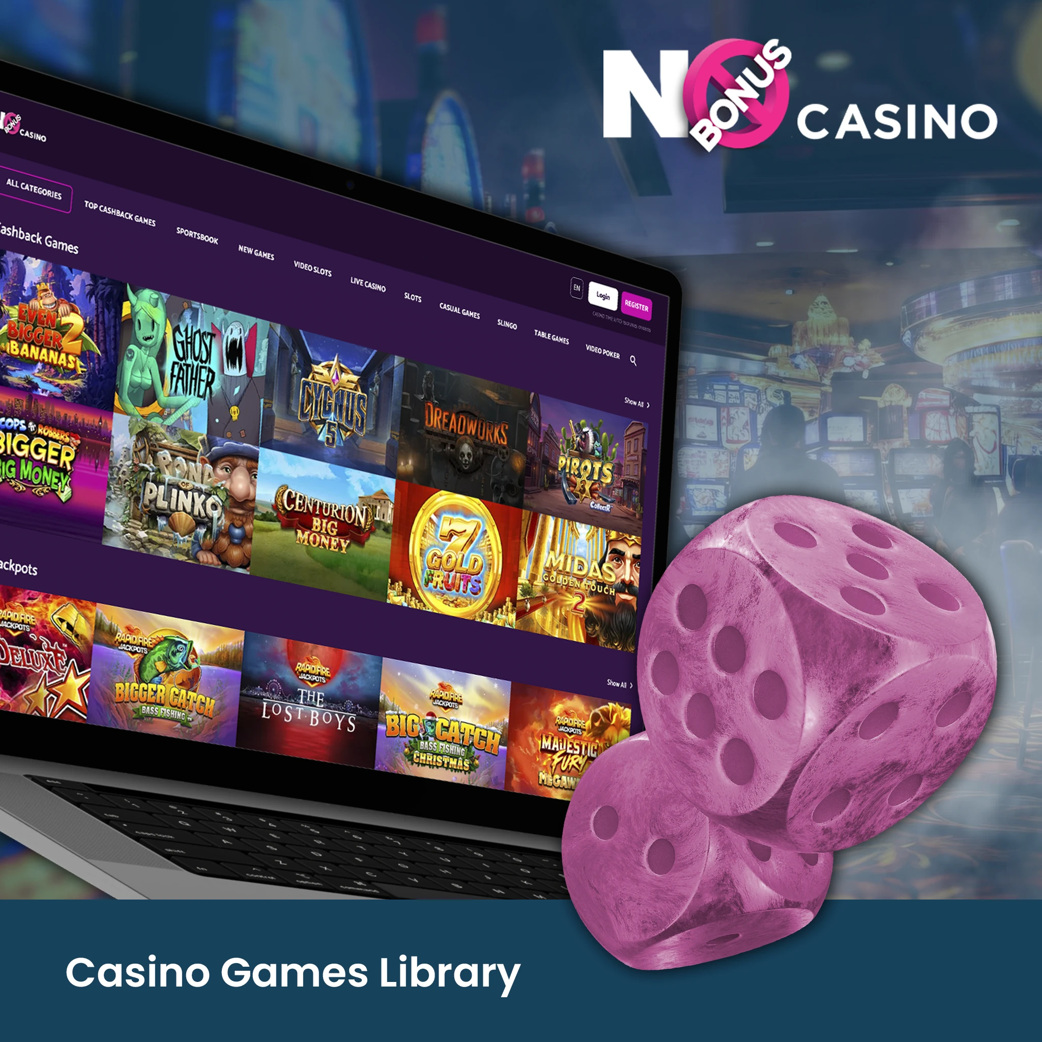 Casino Games Library at No Bonus Casino.