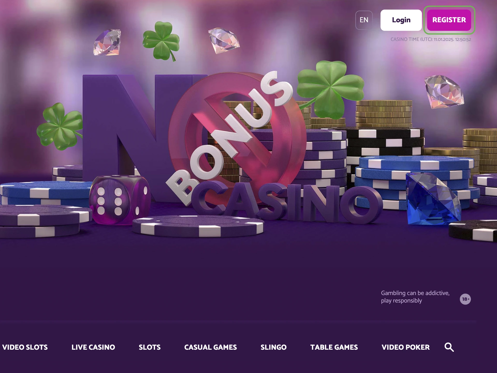 Visit the Official No Bonus Casino Website and Click “Register”.