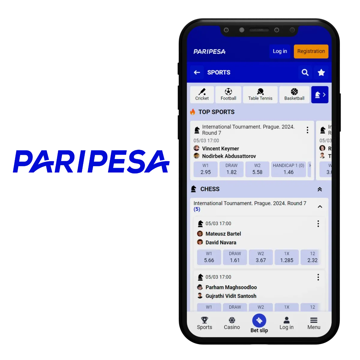 Paripesa mobile app is the choice of several thousand players from India to bet daily on chess.