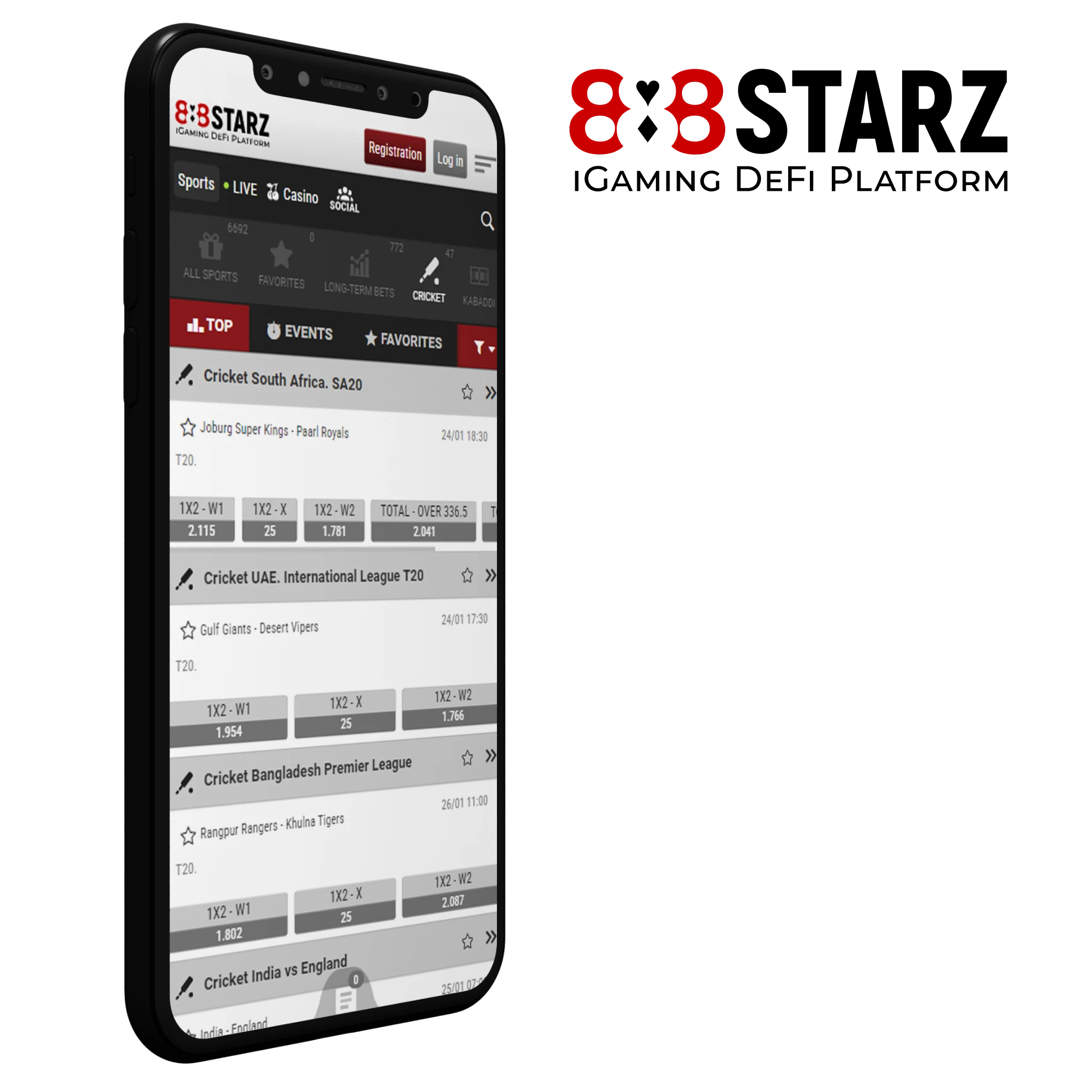 The 888starz app offers an affordable minimum deposit for cricket betting.