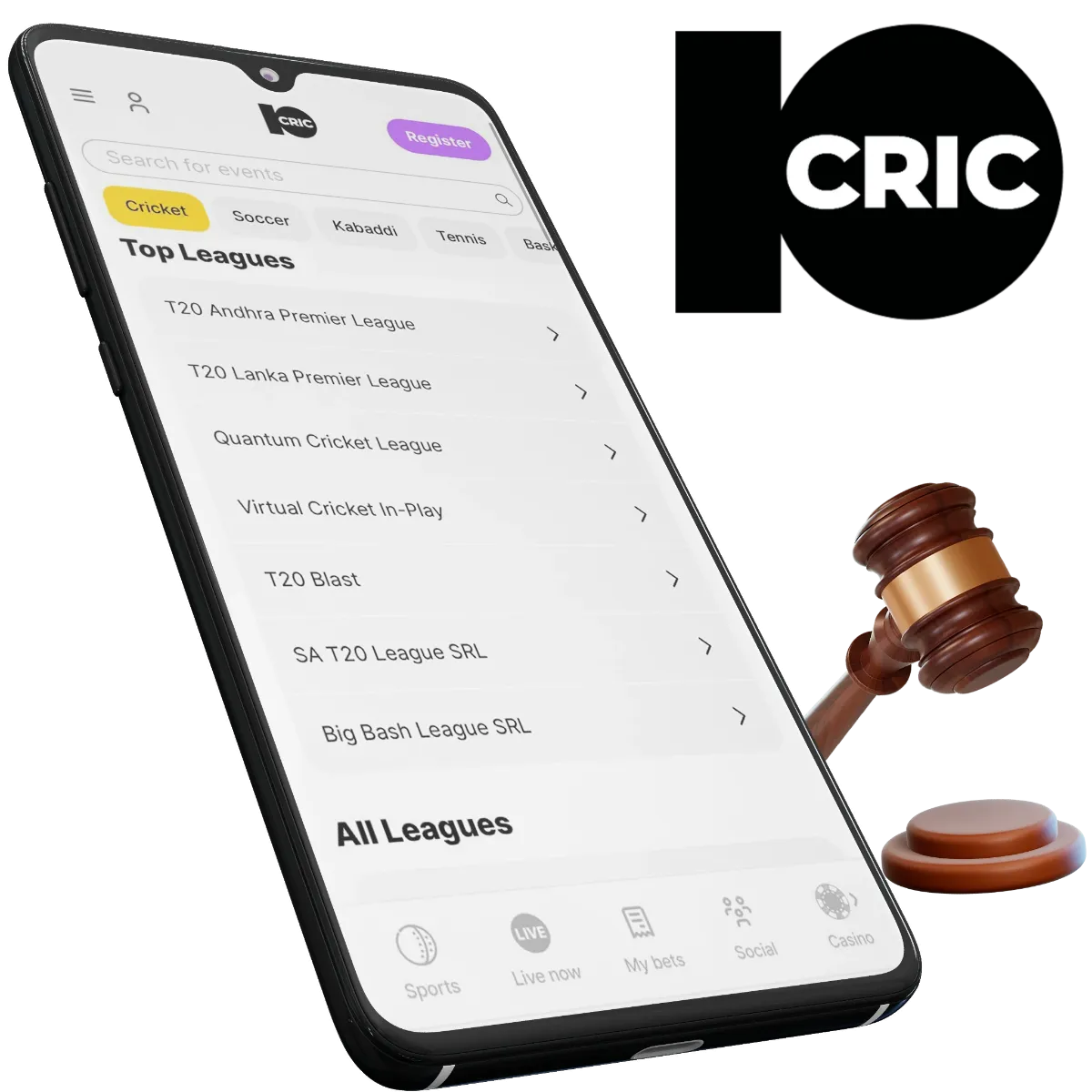 10cric App is the most legal and safe place where you can register your cricket bets right in the lobby.