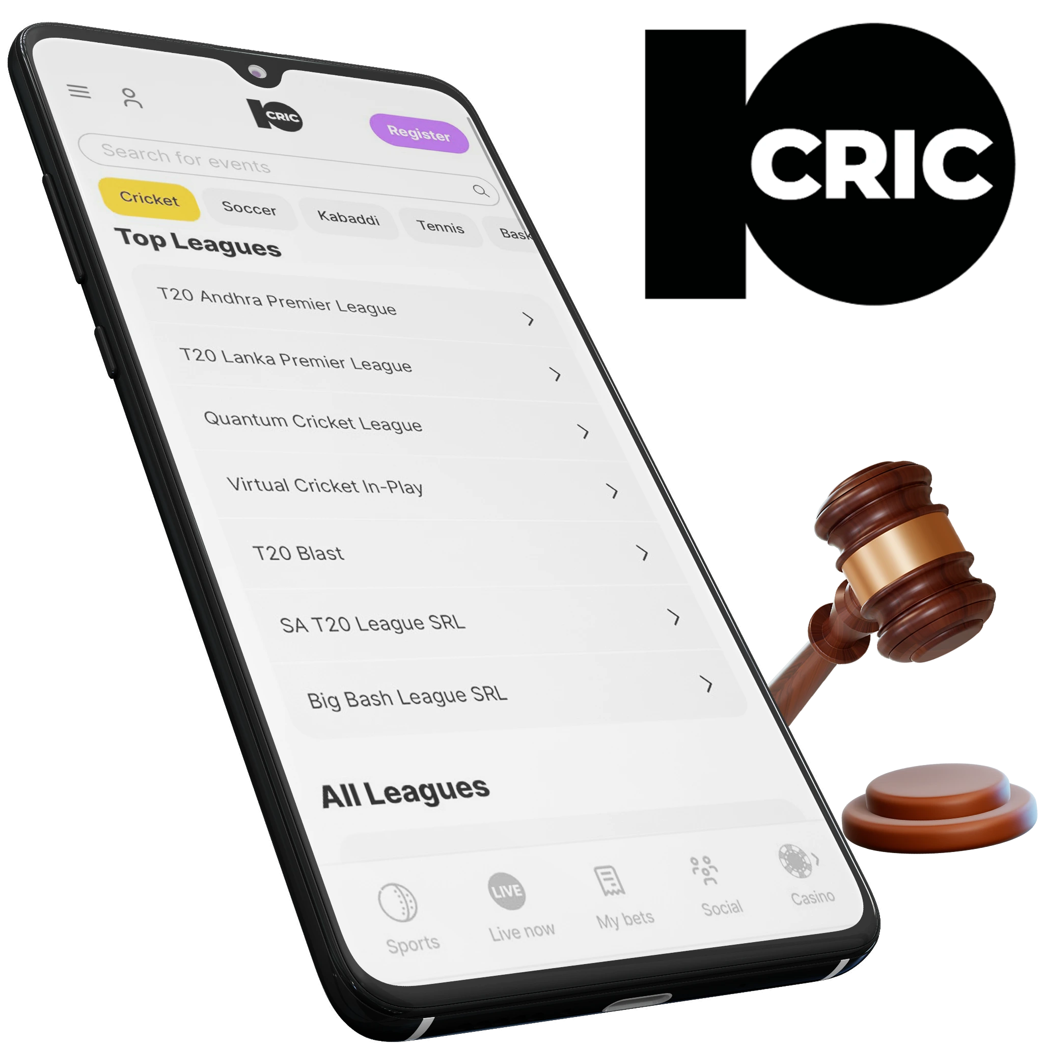 10cric App is the most legal and safe place where you can register your cricket bets right in the lobby.