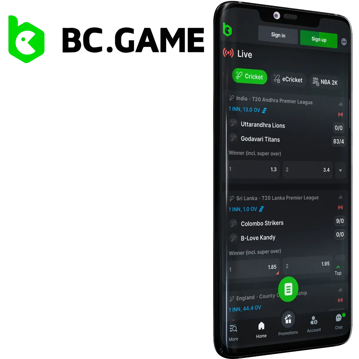 BC.Game is the number one cryptocurrency cricket betting app in India.