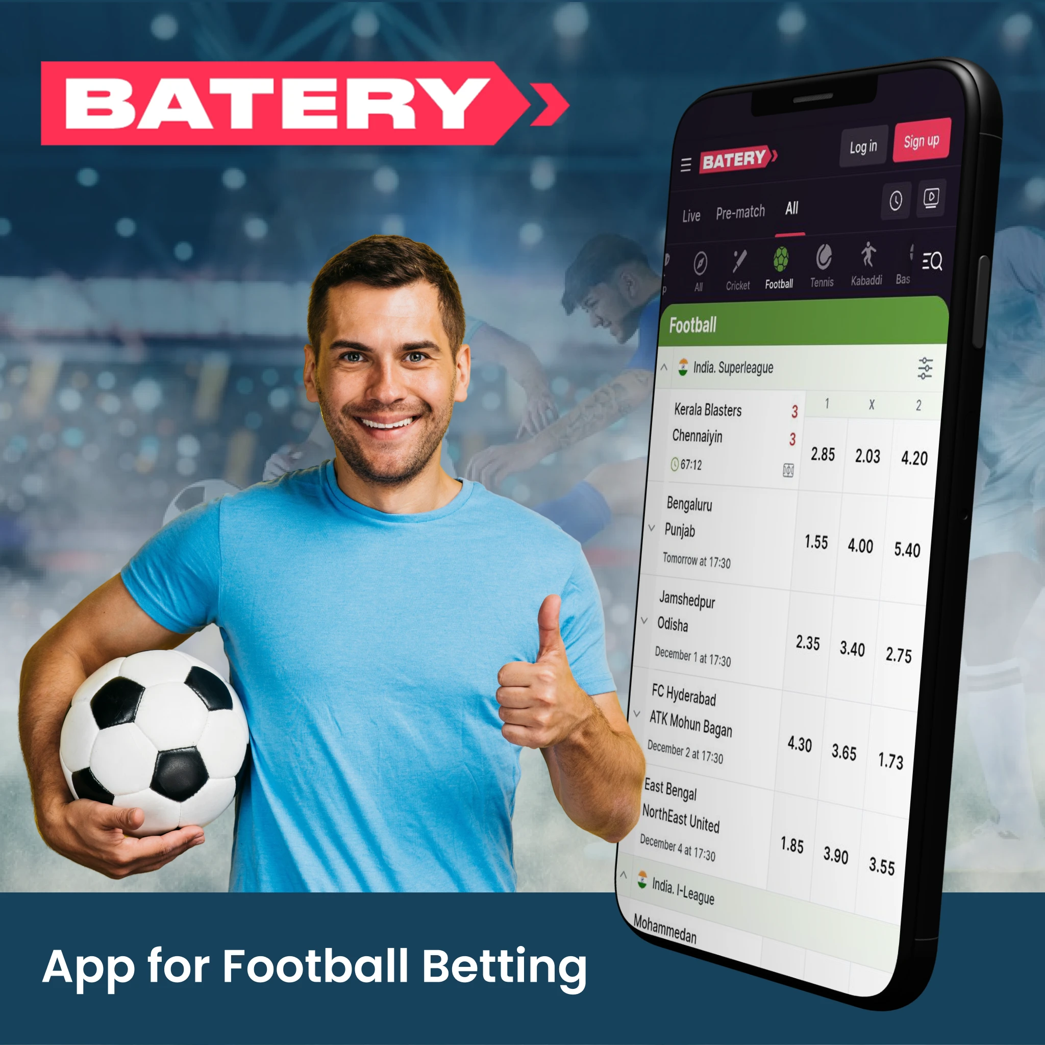 Batery designed a mobile app for betting on football.