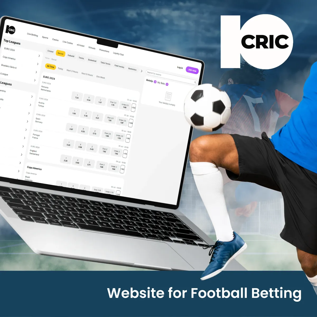 10cric is a reliable soccer betting platform with excellent support and a great range of soccer events for betting.