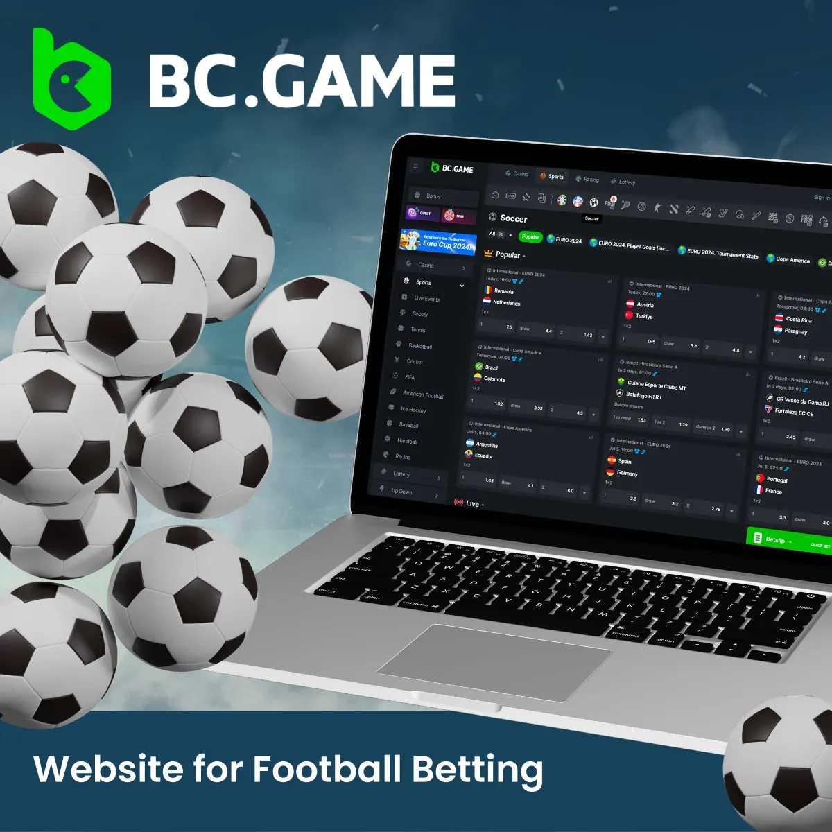 BC.Game is a soccer betting platform with extensive support for numerous soccer events. 