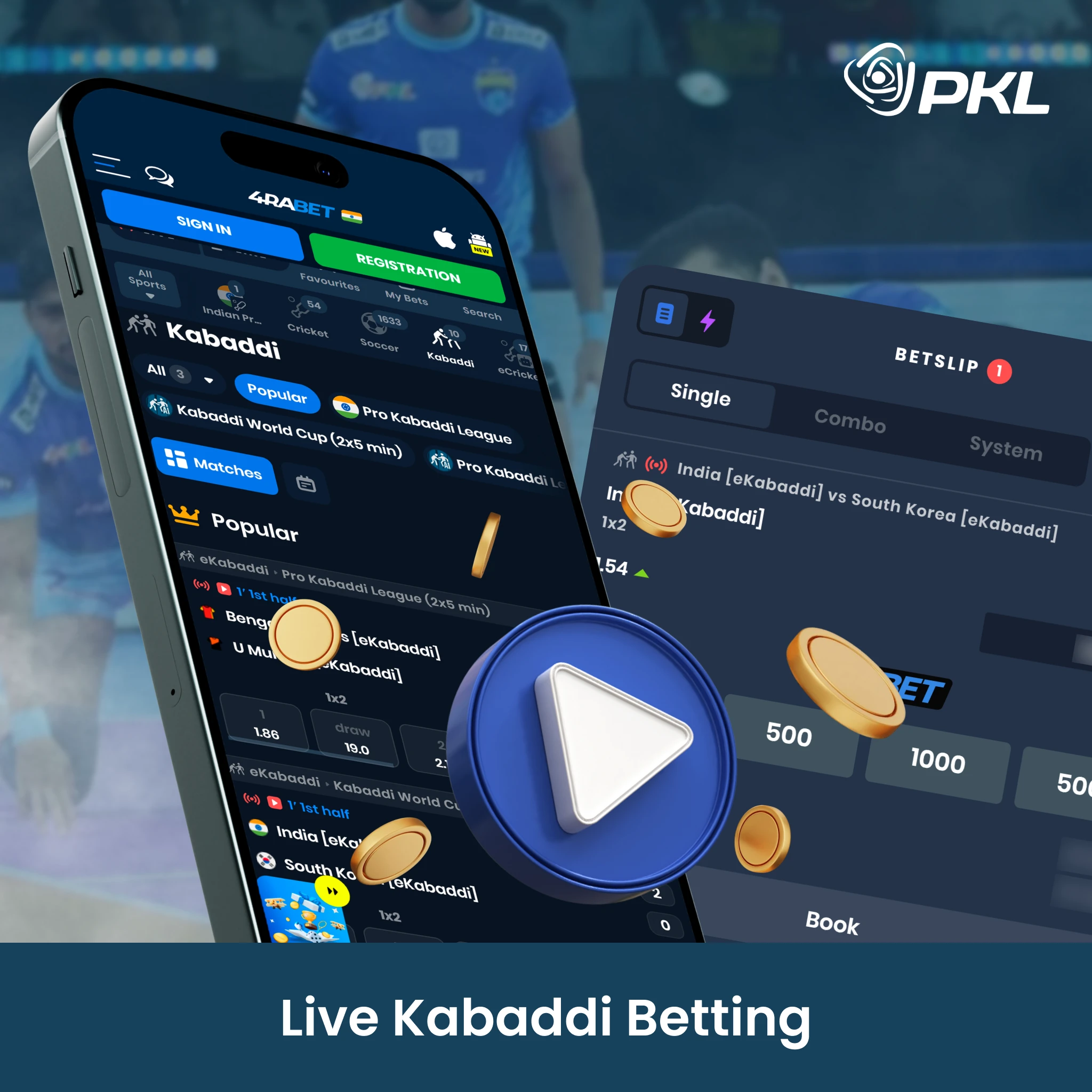 Kabaddi betting strategy and options in live mode.