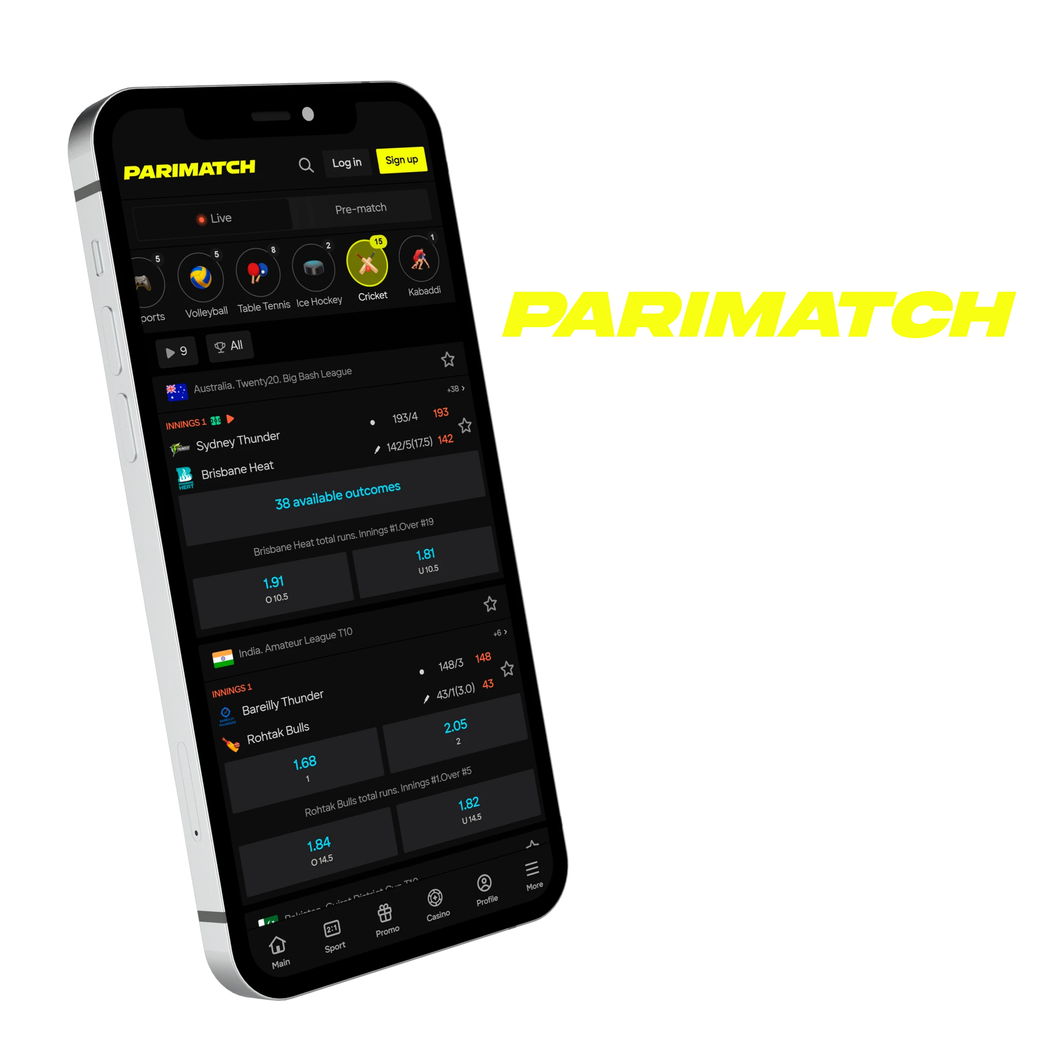 No storage needed and great navigation in Parimatch iOS app..