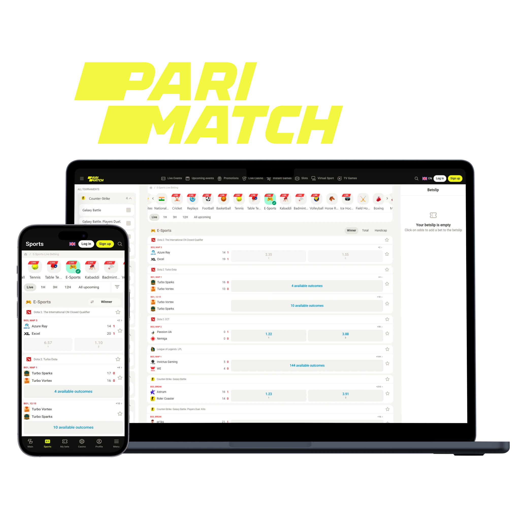 Parimatch - esports bookmaker offering exclusive live betting features.