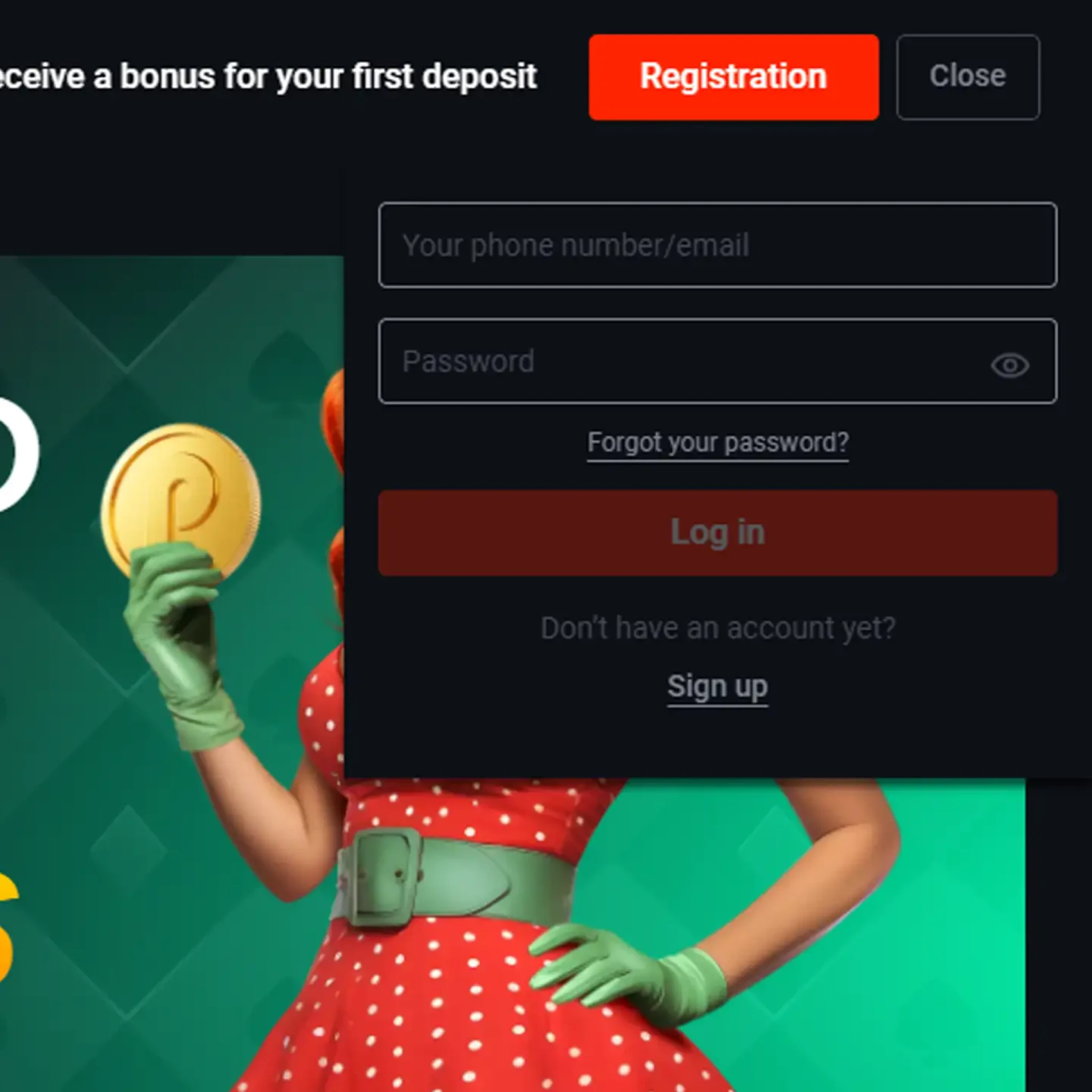 Sign in to your Pin Up account.