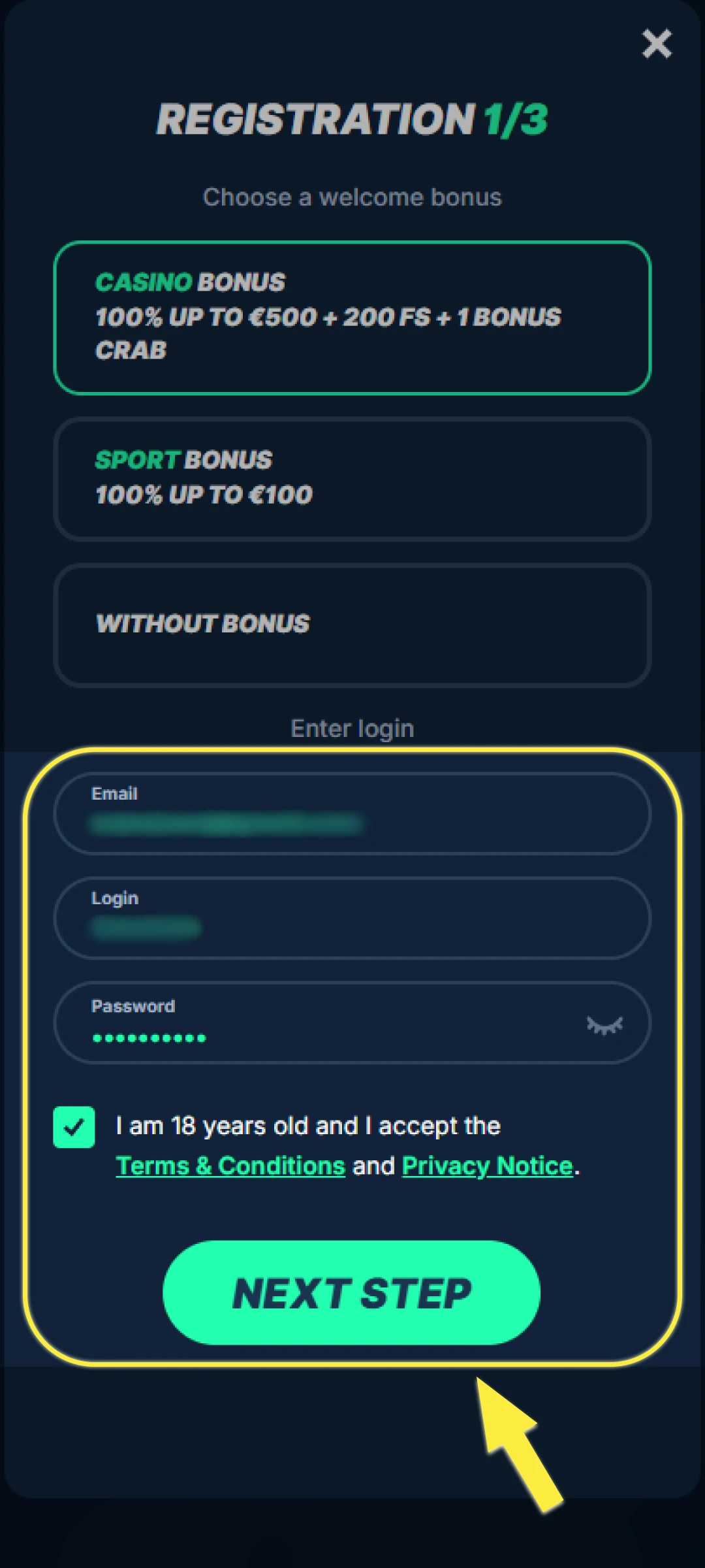 Add name, last name, birthdate, and gender.