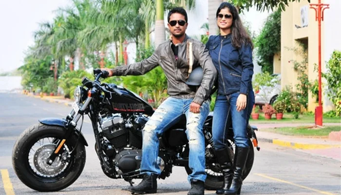 Pragyan Ojha went for a ride with his wife on a Harley Davidson Sportster.