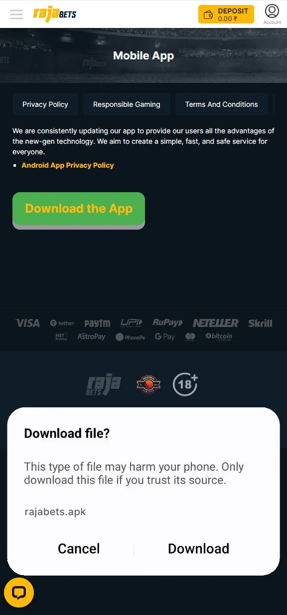Download the Apk file to your Android device.