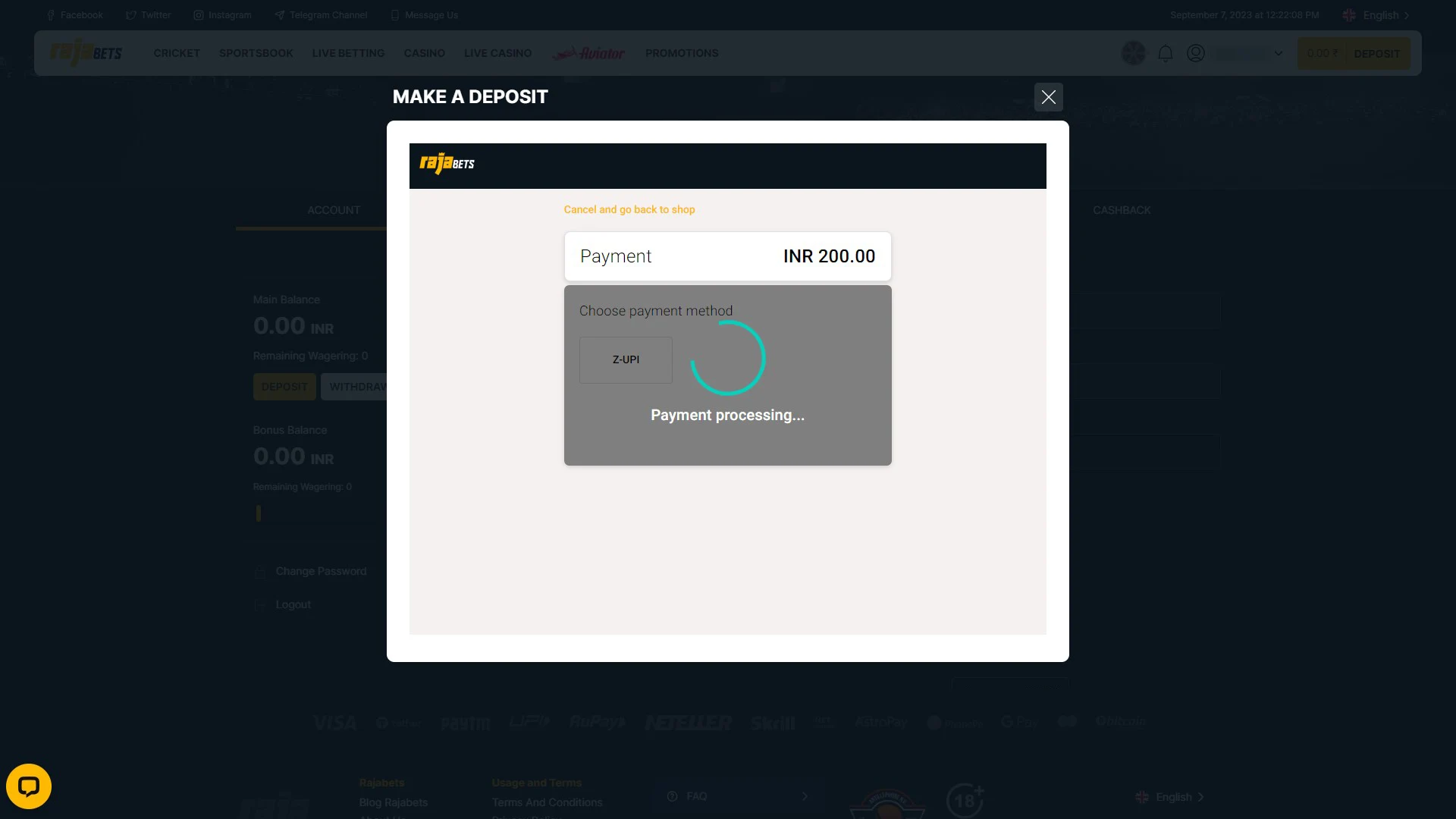 Enter the deposit amount and complete the transaction. 