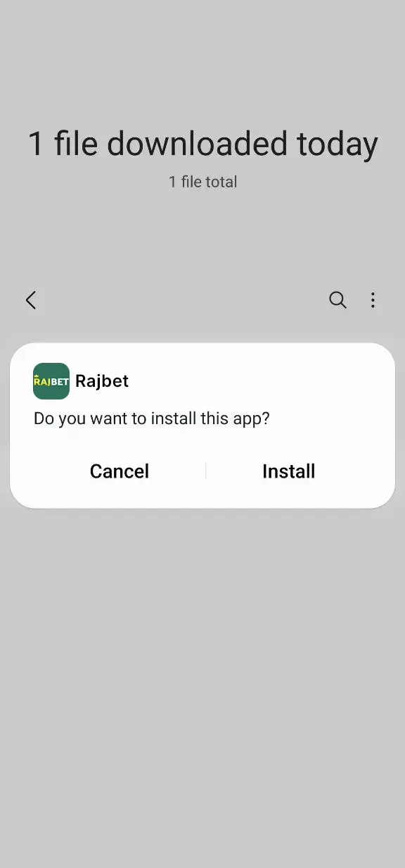 Complete the installation of the Rajbet app.