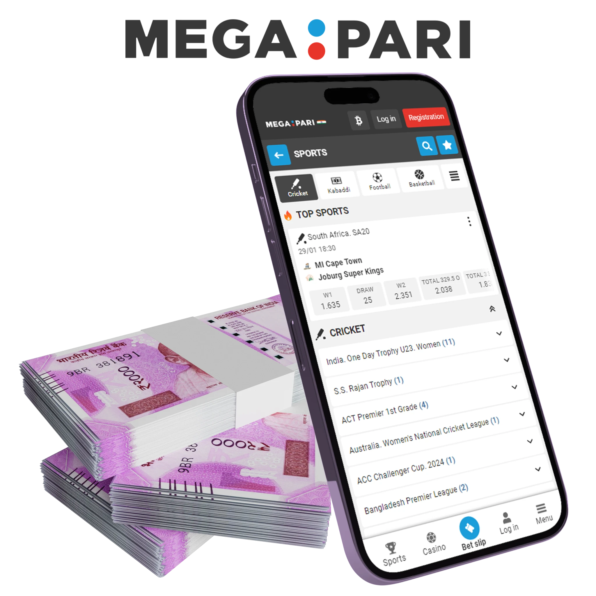 Megapari mobile app is popular among Indian users for cricket betting with real money.