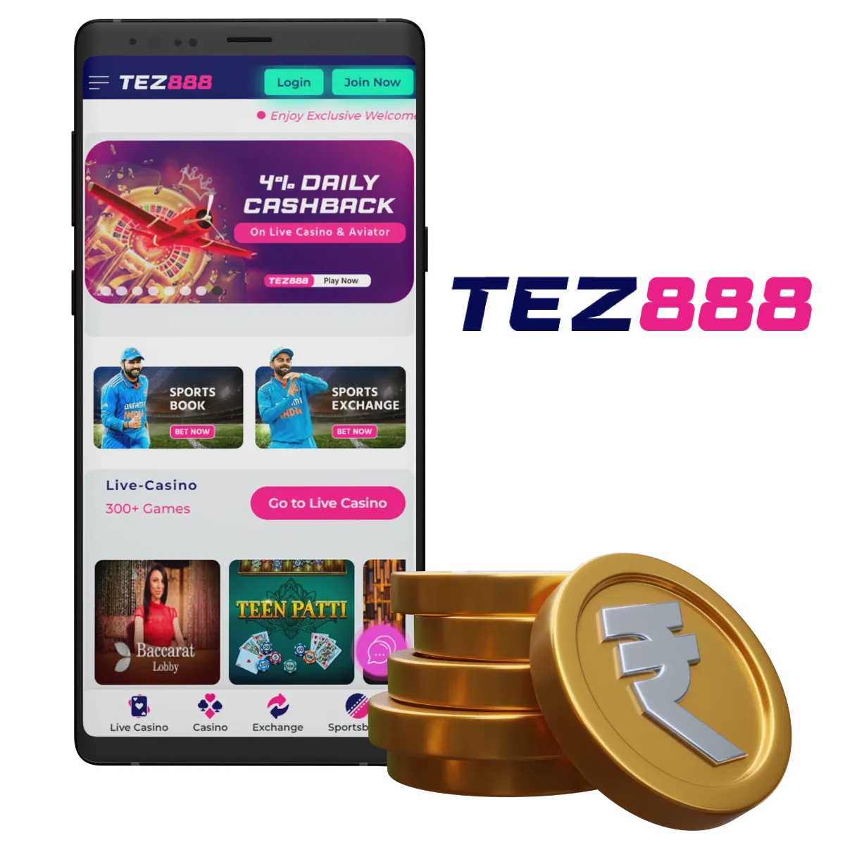 Tez888 mobile app offers you unique markets and bet types with regards to cricket.