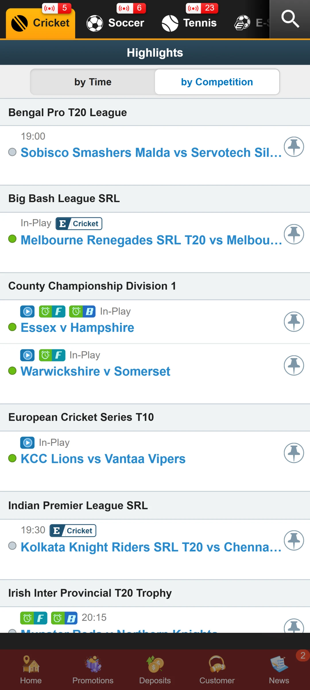 Select a Game or Match for Betting on Rich11 App.