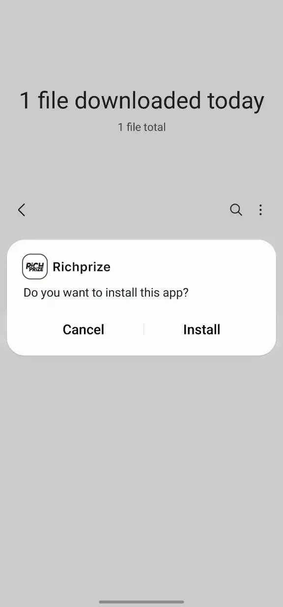 Complete the download and launch the Richprize application.