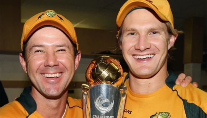 Ricky Ponting and Shane Watson with the 2009 Champions Trophy.