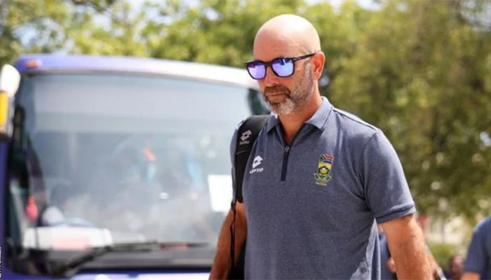 Rob Walter getting off the team bus before a match.