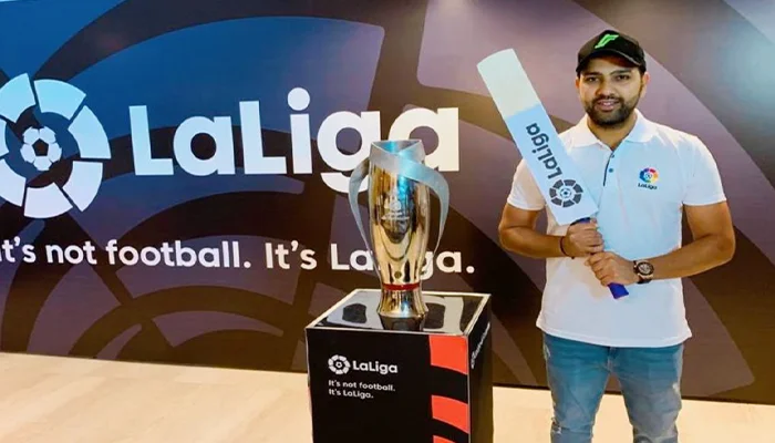Rohit Sharma in a photo shoot as the brand ambassador of La Liga.