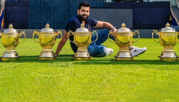 Rohit Sharma with his 5 IPL Trophies.