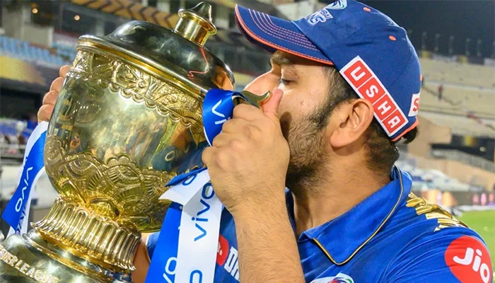 Rohit Sharma with the IPL Trophy in the 2019 season.