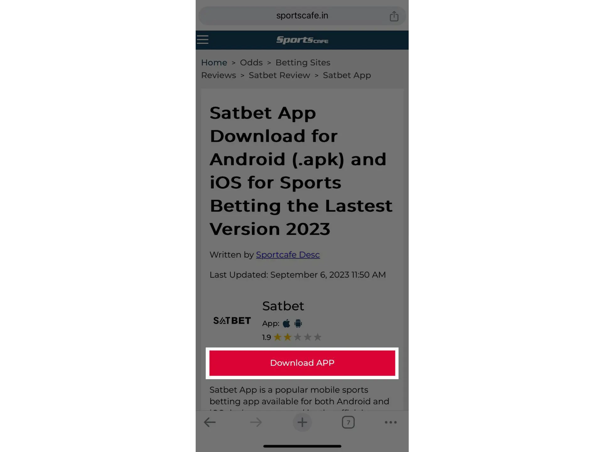 Follow the link to go to the official website of Satbet.