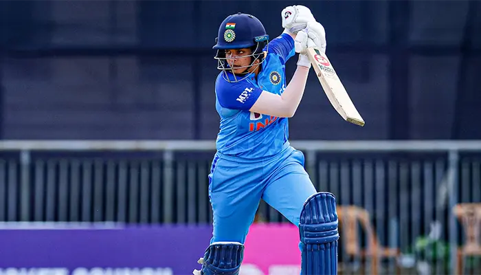 Shafali Verma playing at the ICC Women’s Under-19 T20 World Cup.