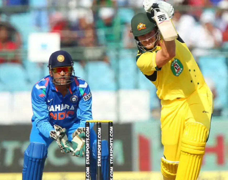 Shane Watson playing during his knock against India in the 3rd ODI of the series.