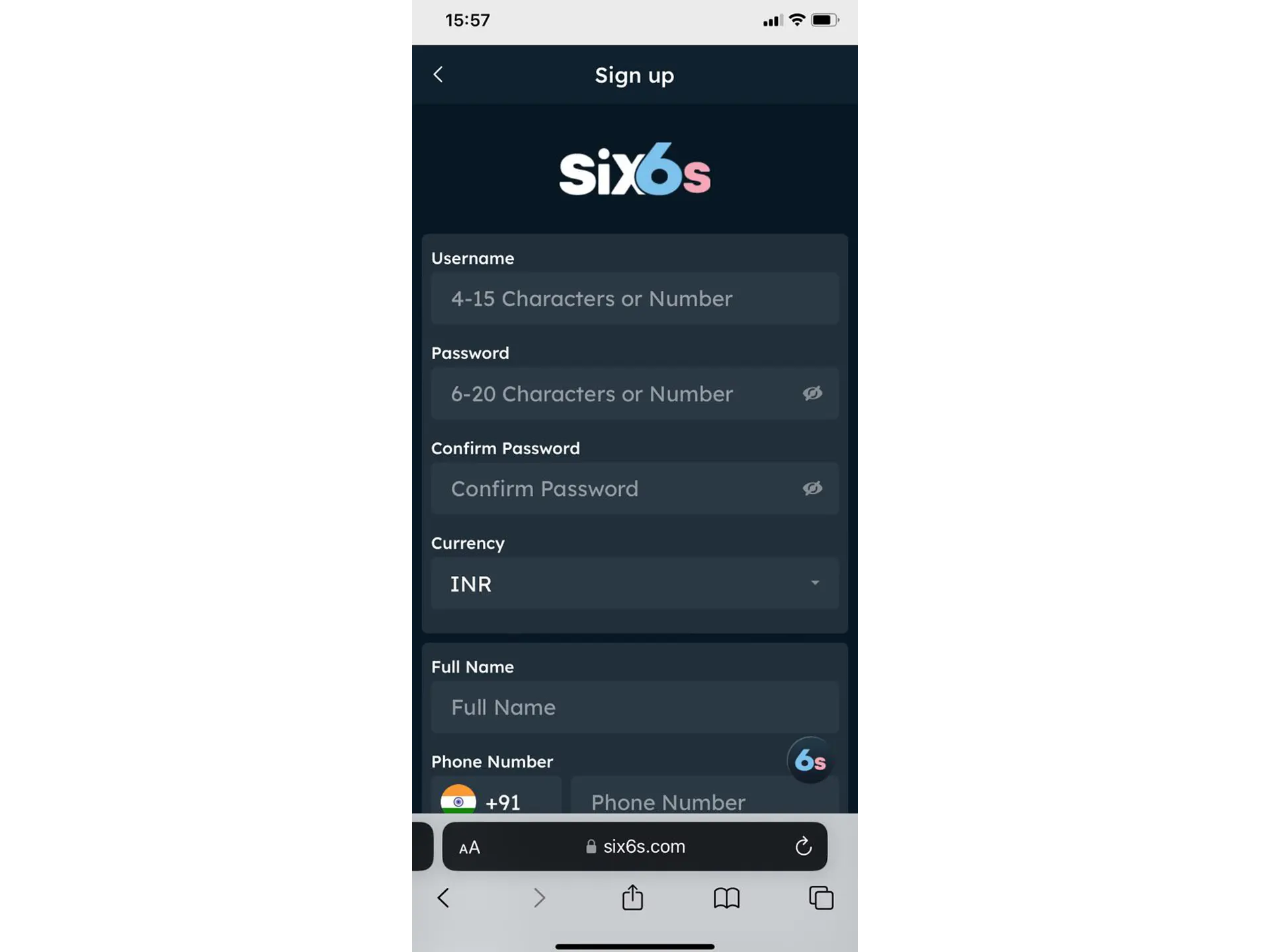 Sign up on the Six6s app and get bonuses.
