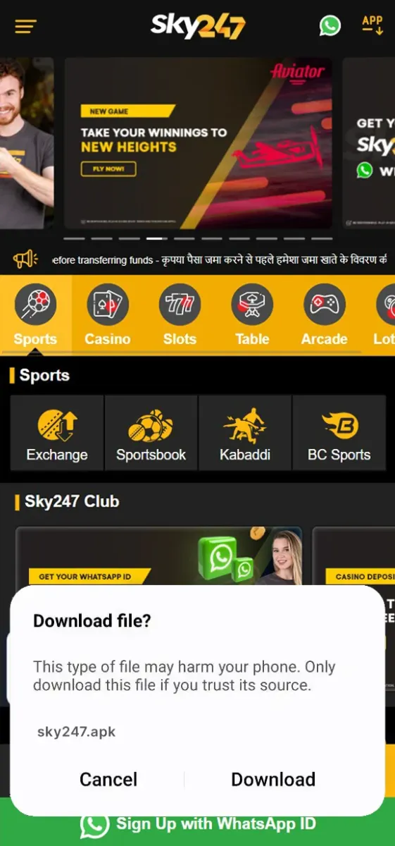 Download Sky247 Mobile App 2024 from India: The Latest Android .apk & iOS  Version