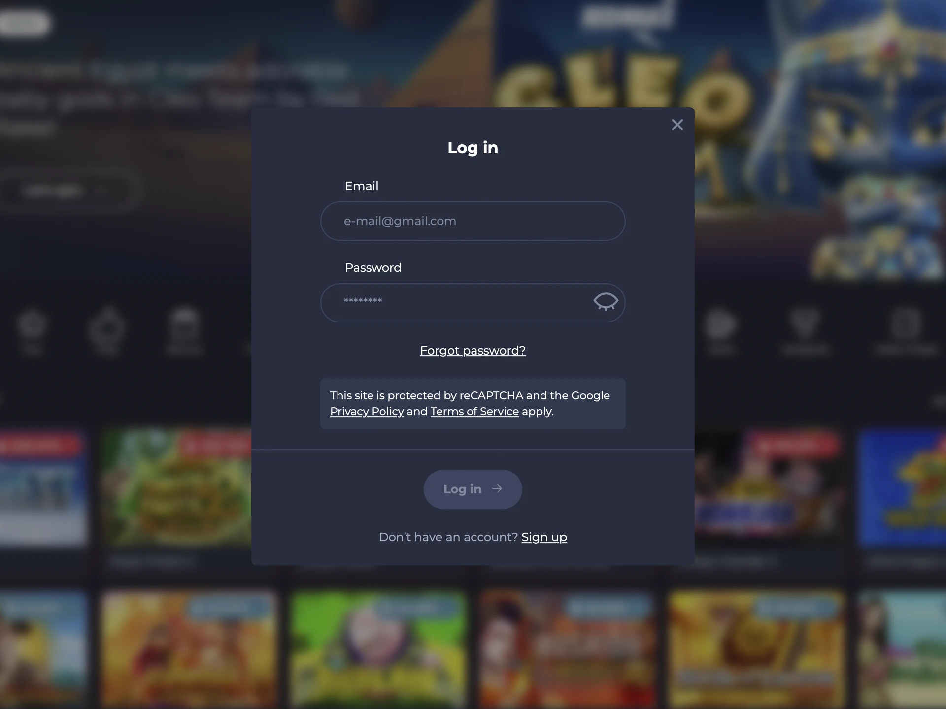 Log into the SlotV casino account with your details.