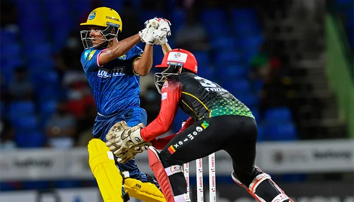 Smit Patel playing in CPL for the St. Kitts and Nevis Patriots.