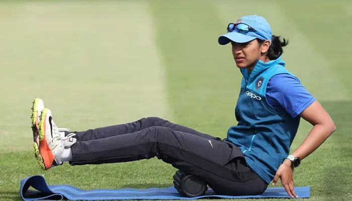 Smriti Mandhana training on the field.