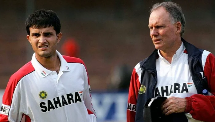 Sourav Ganguly and Greg Chappell in a frame.