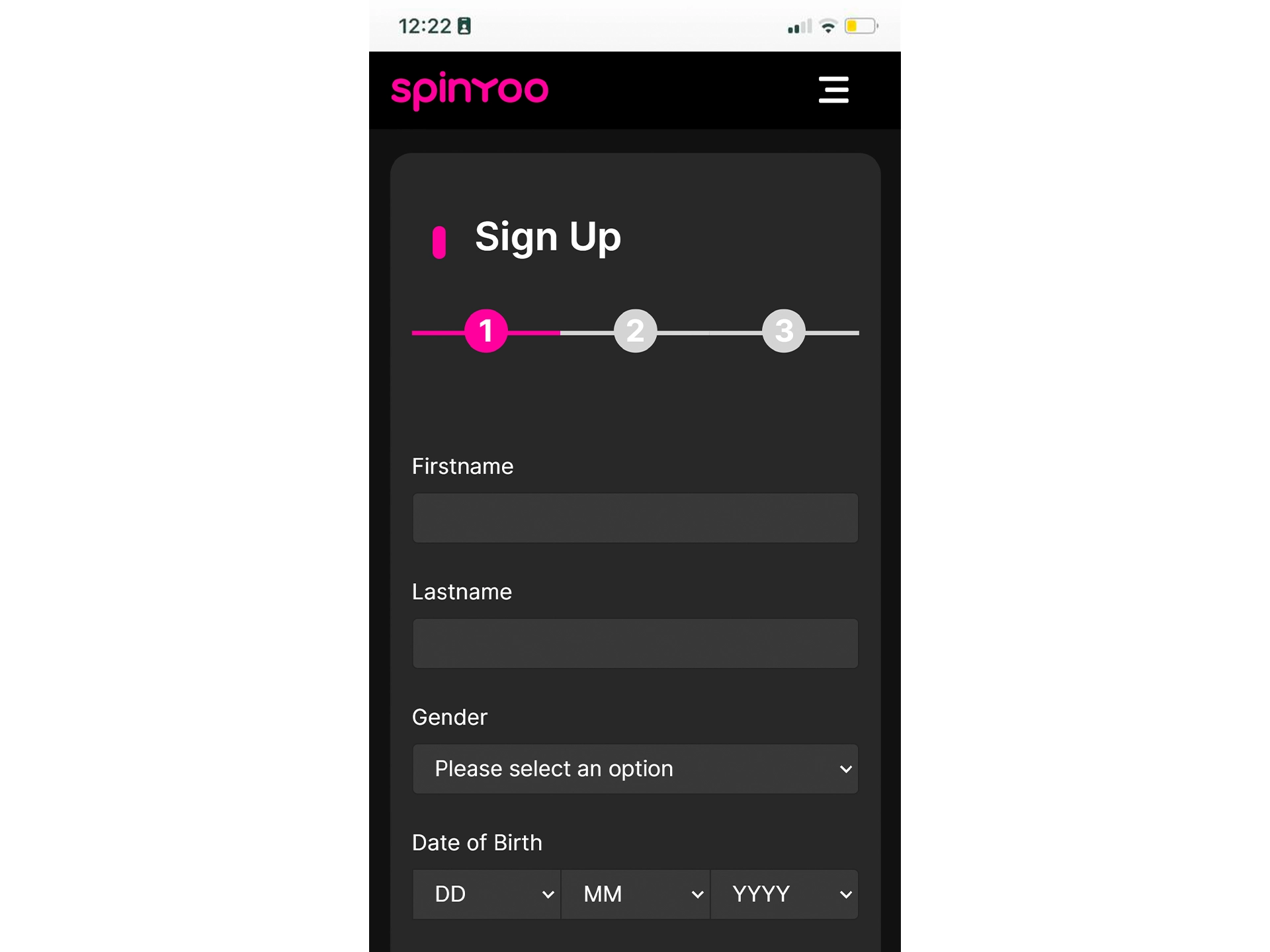 Start registering on the Spinyoo website if you don't have an account.