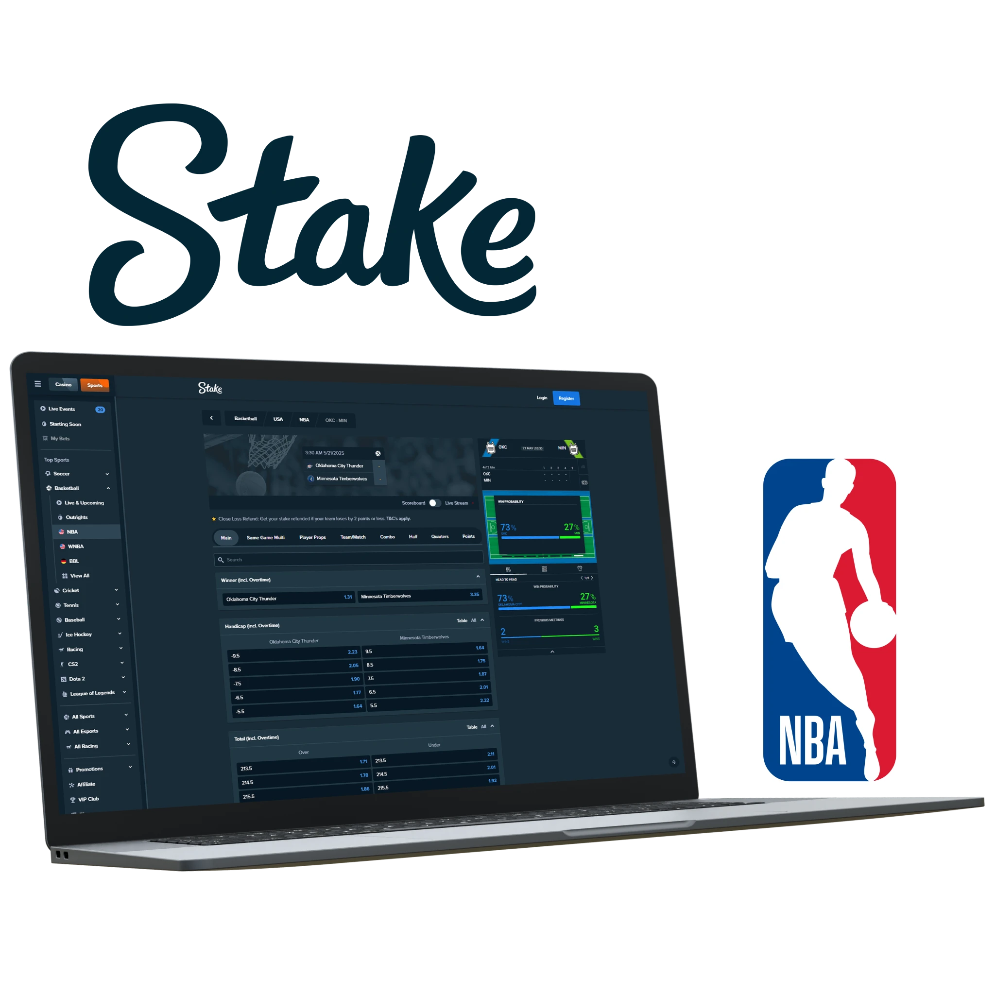 Stake platform is the best for placing bets on NBA.